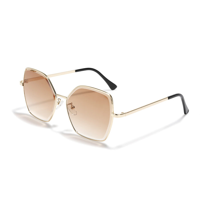 Women geometric sunglasses with fashionable gold frame Bowlift