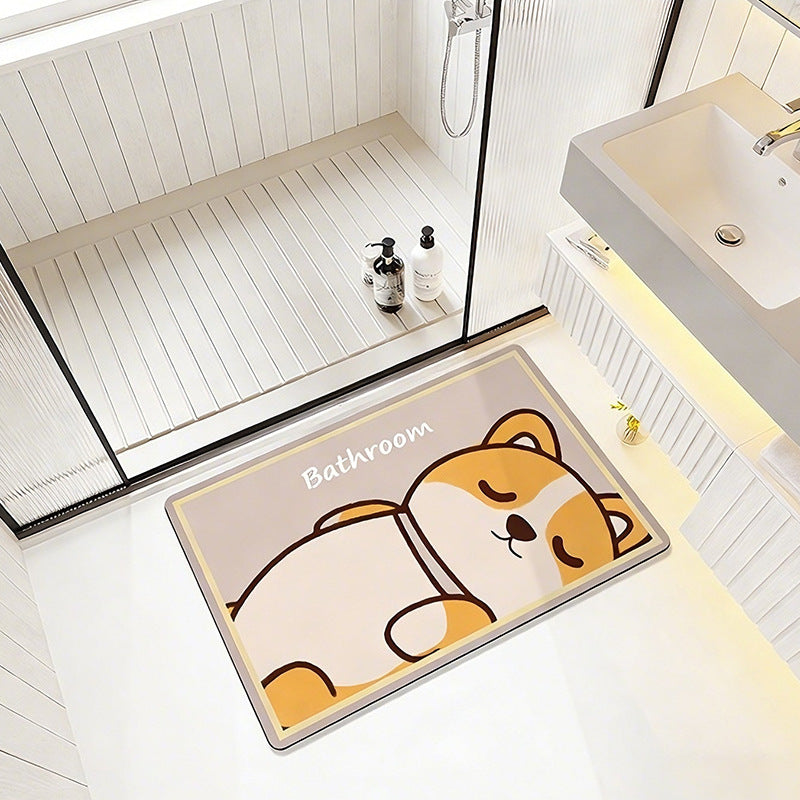 Cute Cartoon Bear-Themed Bath Mat Bowlift