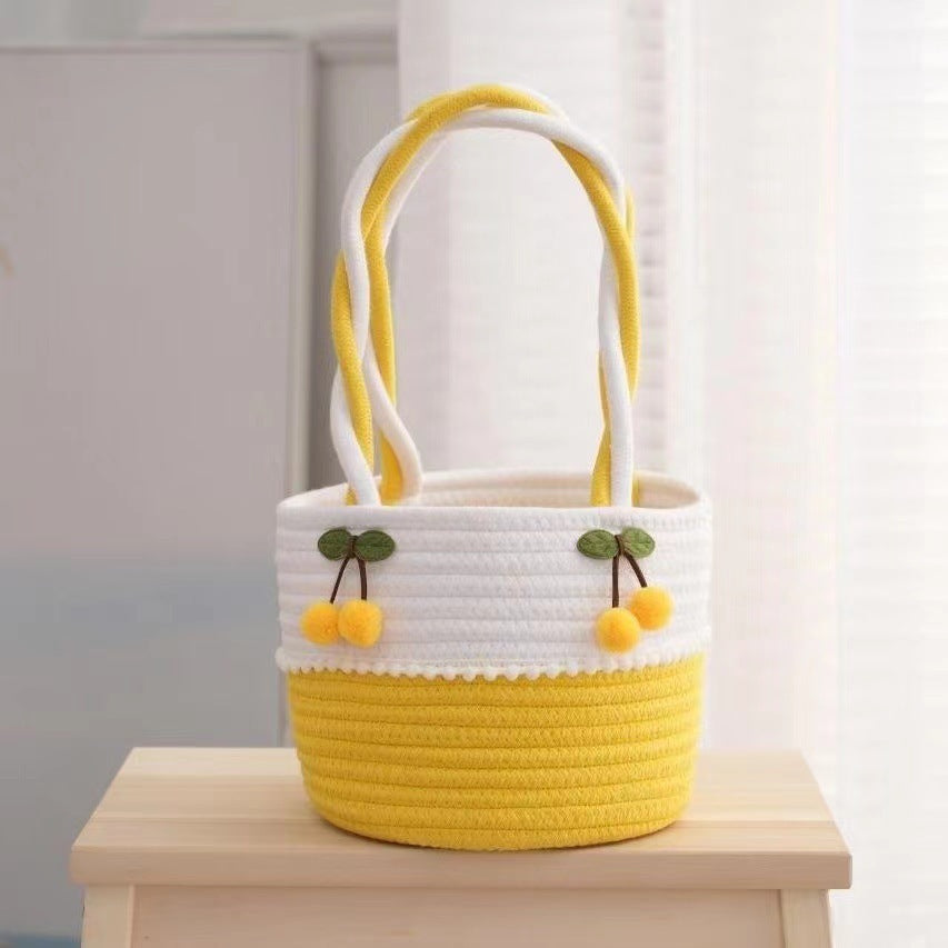 Ladies Playful Storage Basket with Pom-Pom Decoration Bowlift