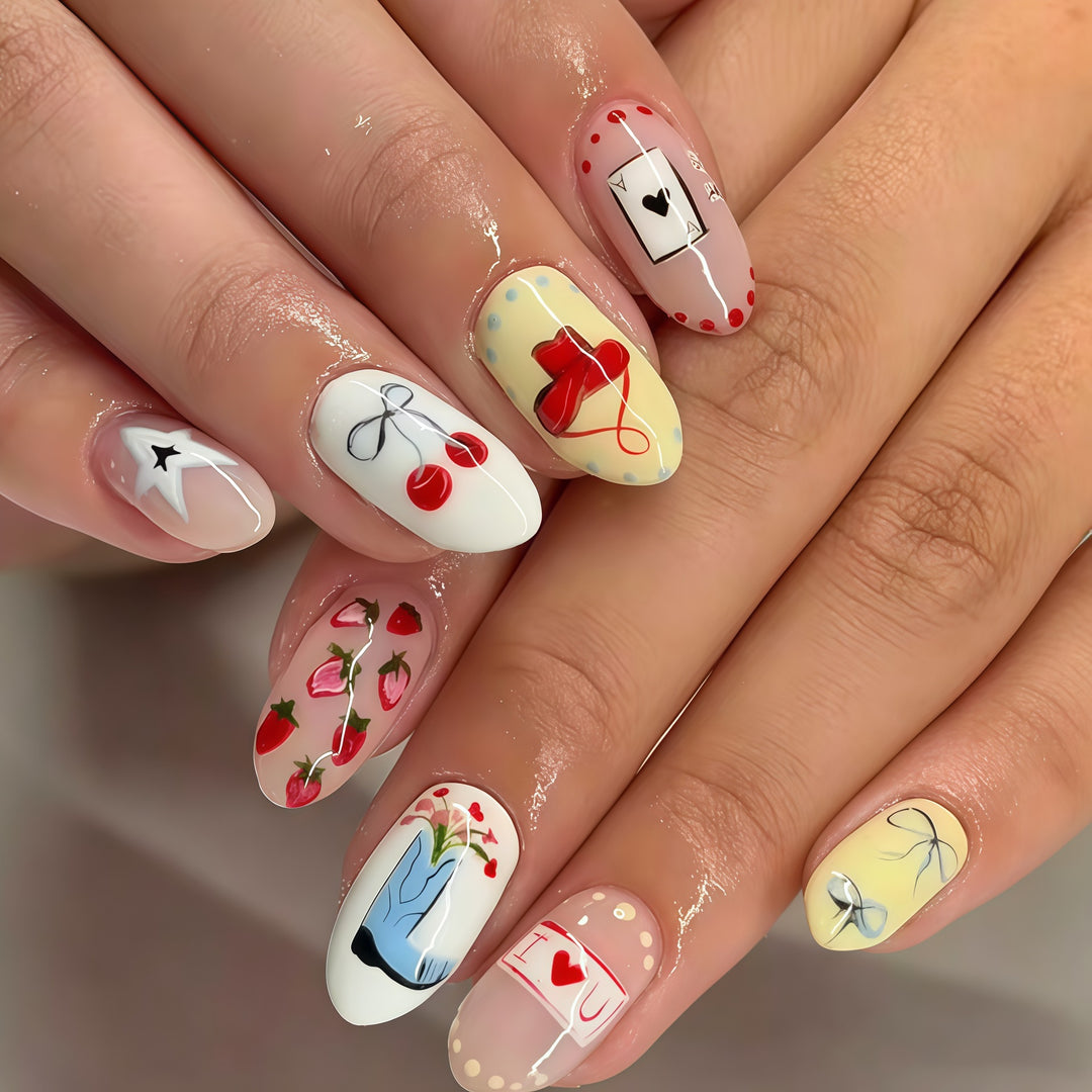 Thematic Hand-Painted Nail Art Extensions Bowlift