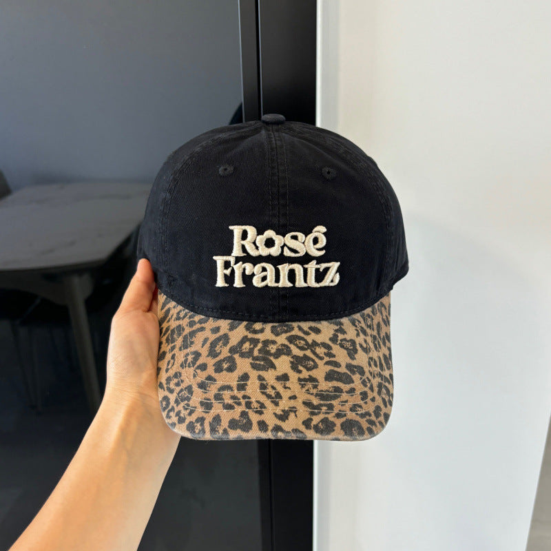 Women's Distressed Leopard Print Baseball Cap Bowlift