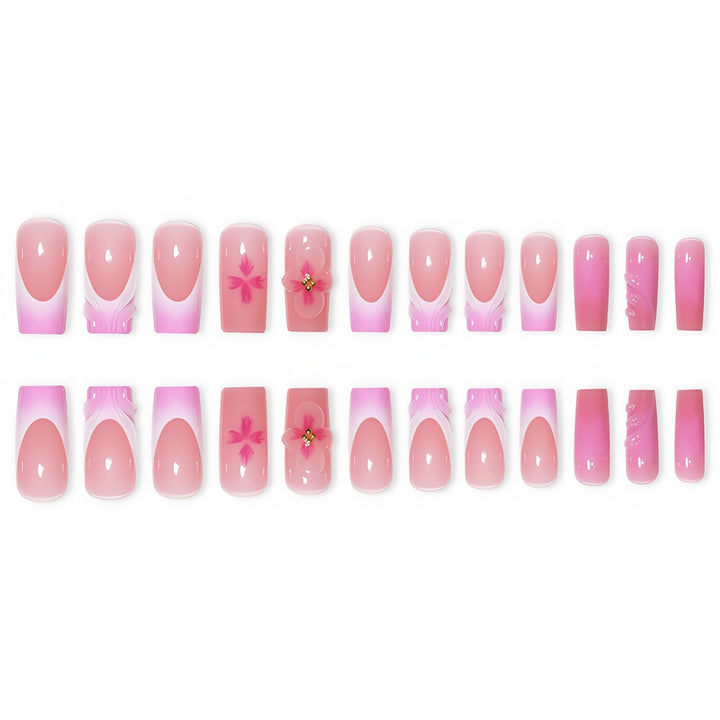 Floral Decorative Press-On Nails with 3D Accents Bowlift