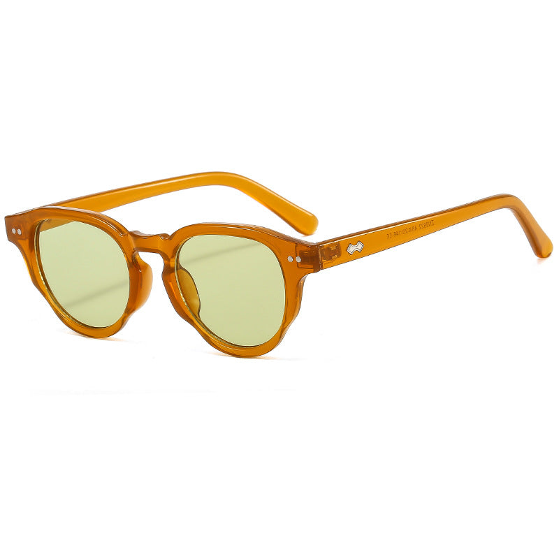 Women's fashionable sunglasses with oval frame and green glass Bowlift