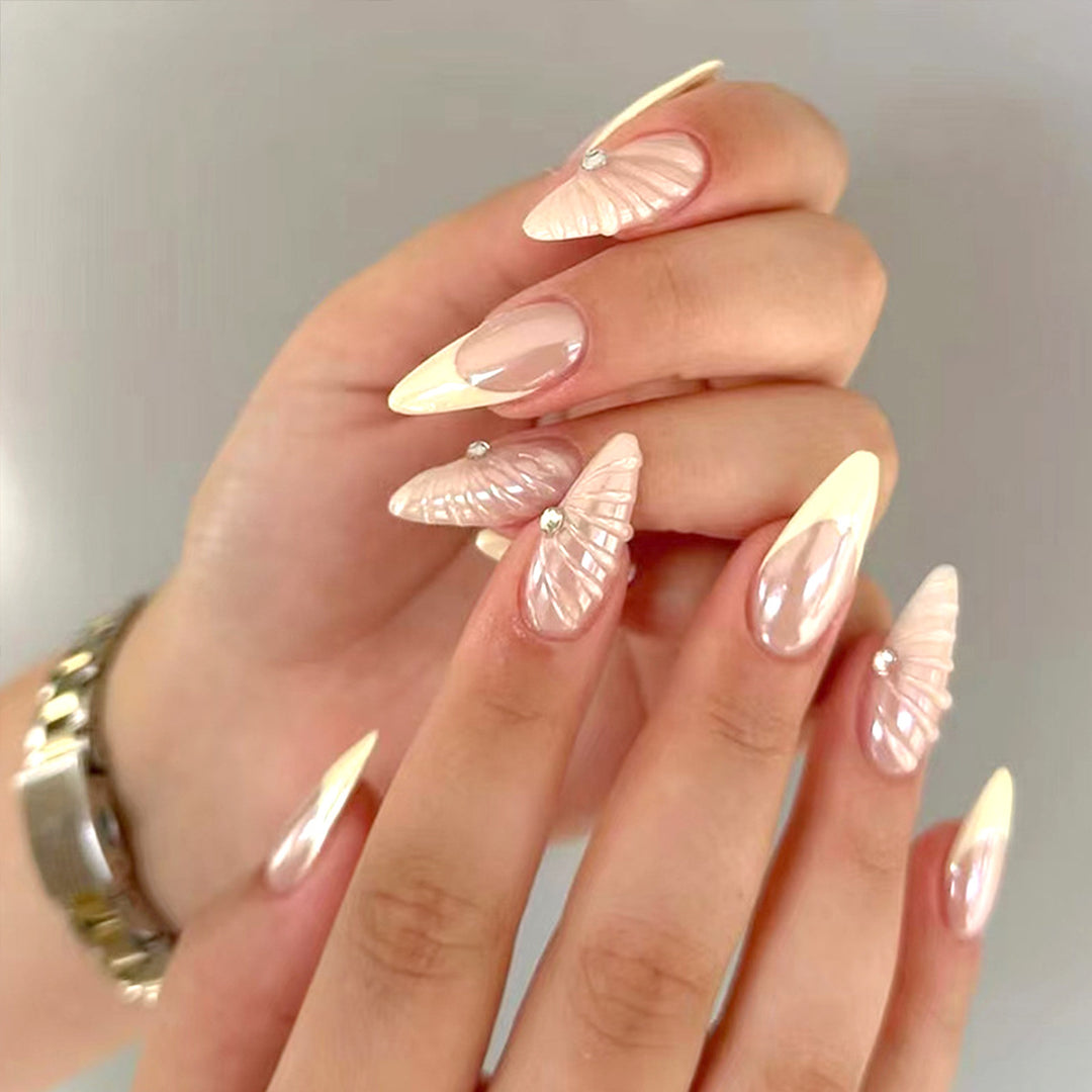 Artistic Shell-Crafted Press-On Nail Extensions Bowlift