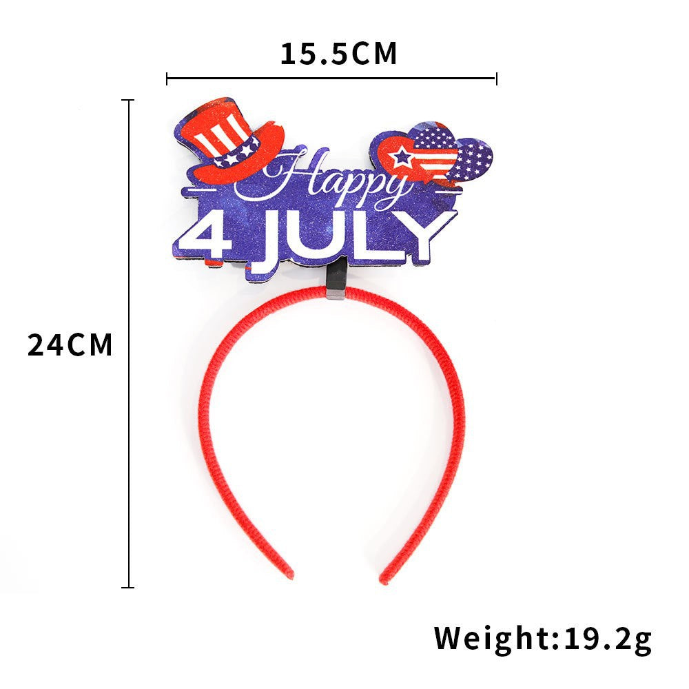 Unisex nan eye-catching party headband with attached pom poms, star tinsel, and small flag pendants Bowlift