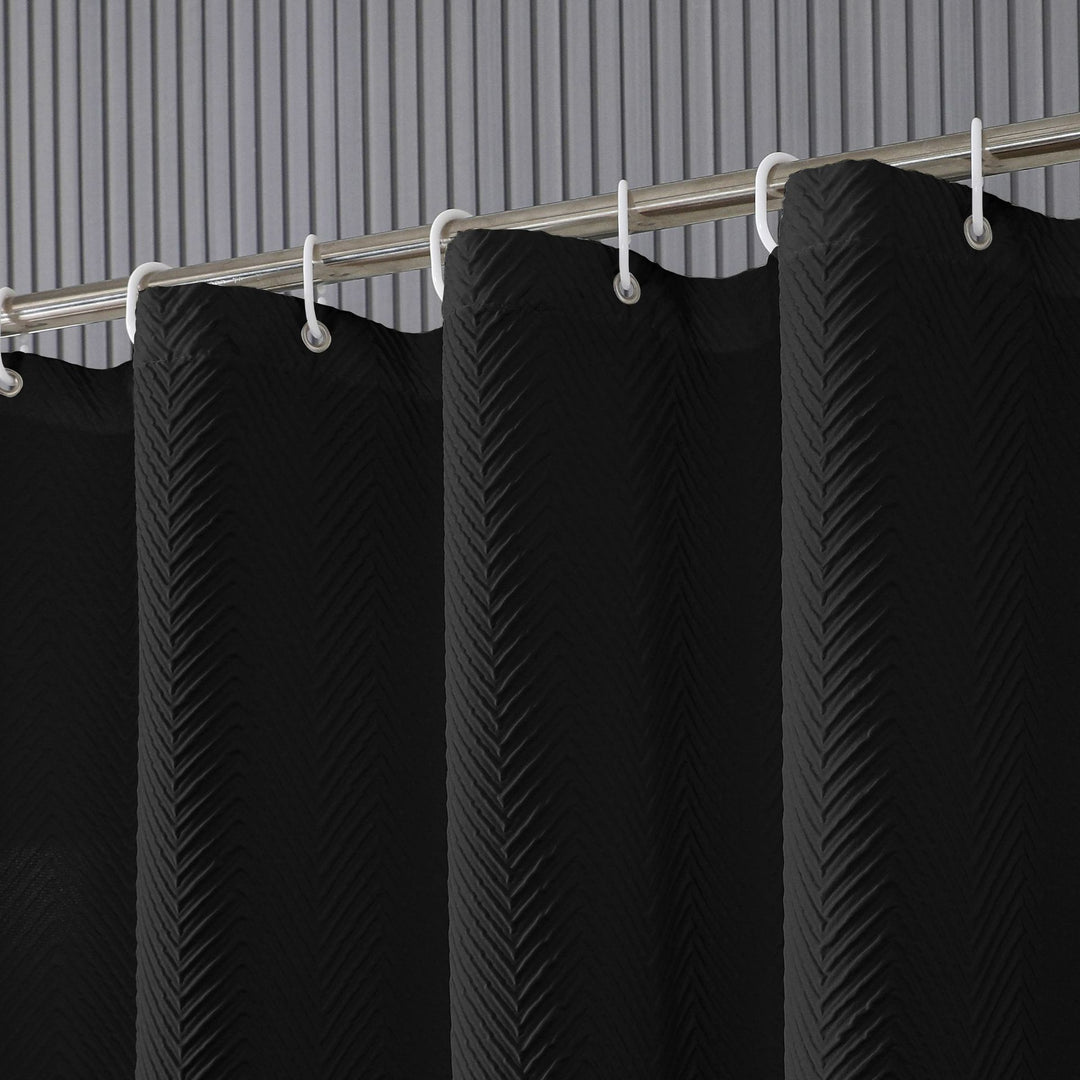 Textured Leaf Motif Shower Curtain Bowlift