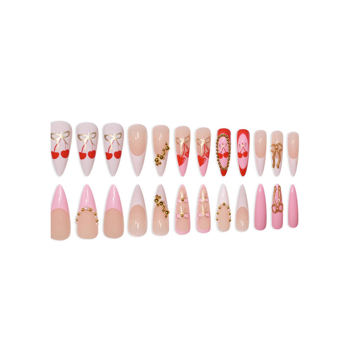 Elegant Gold-Embellished Nail Extensions Bowlift