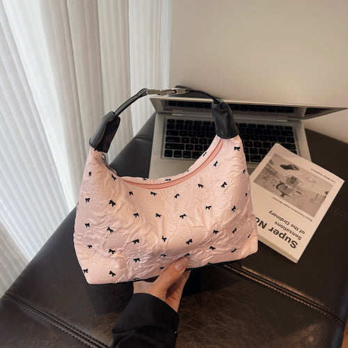 Quilted Floral Shoulder Handbag Bowlift