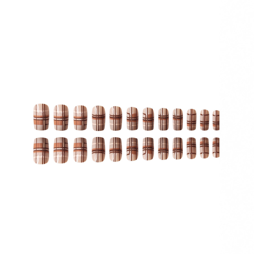 Stylish Plaid Press-On Nail Set Bowlift