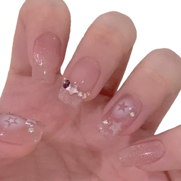 Elegant Artificial Nails with Sparkling Glitter Bowlift