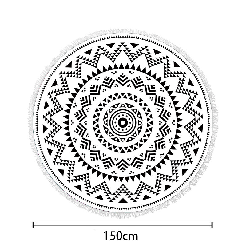 Round beach towel with colorful tropical motif Bowlift