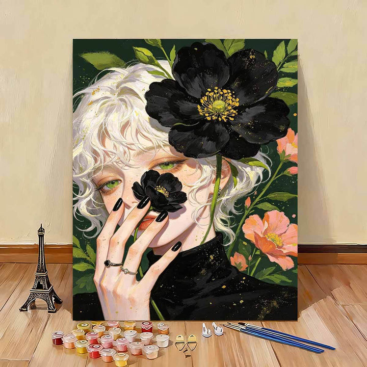 Artistic Floral Portrait Canvas Art Bowlift