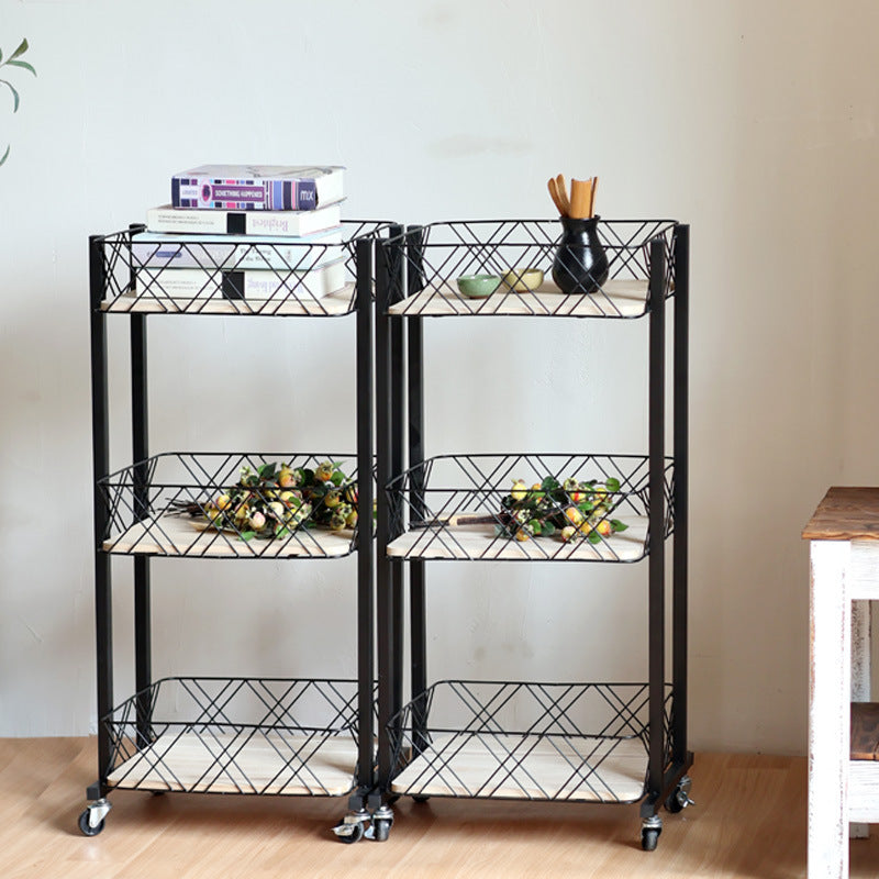 Modern rolling cart with three shelves and wheels Bowlift