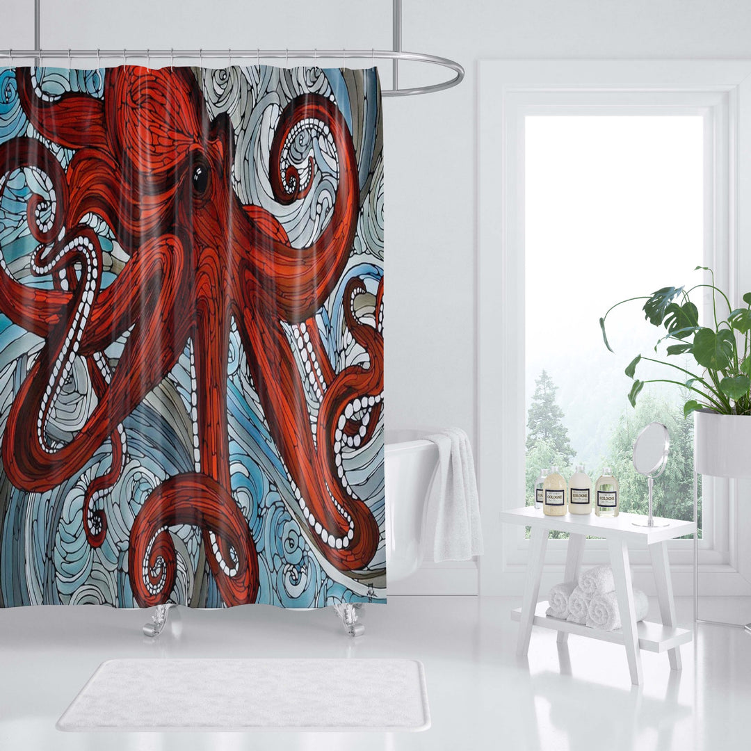Ocean-Themed Art Shower Curtain Bowlift