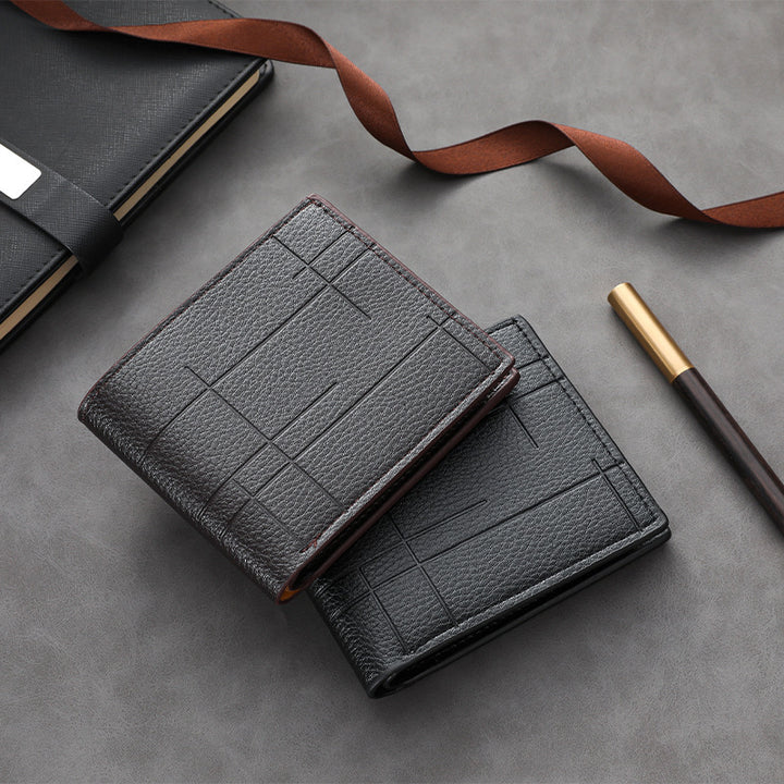 Textured Bi-Fold Leather Wallet Bowlift