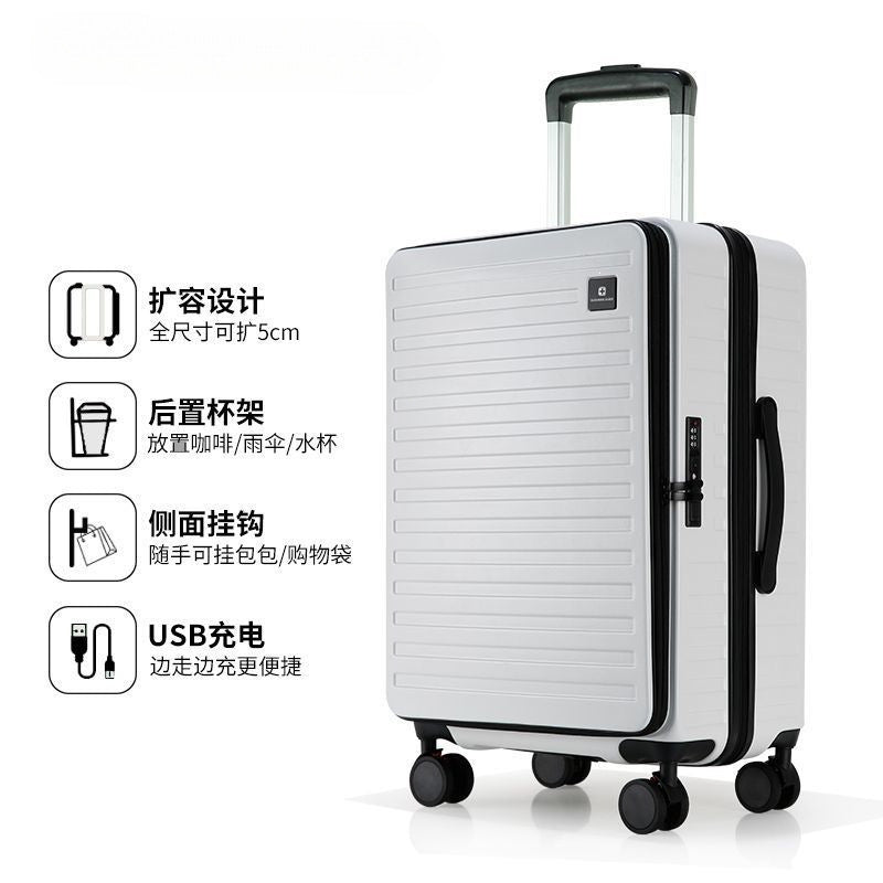 Hard Shell Trolley With Integrated Usb Charging Station And Expandable Storage Bowlift