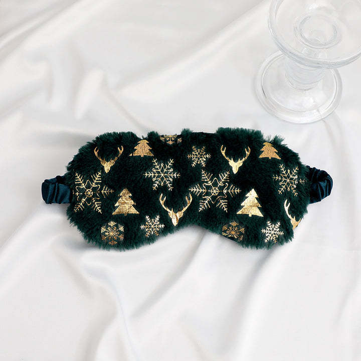 Unisex soft eye mask made of faux fur with festive motif embossing Bowlift
