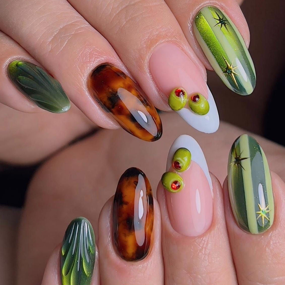 Elegant Artificial Nails with Botanical Designs Bowlift