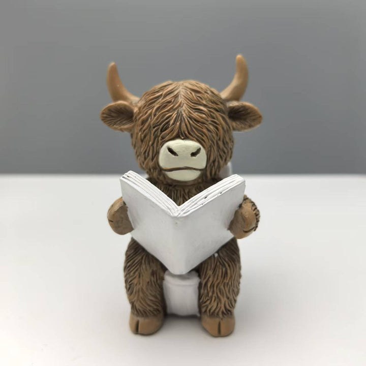 Funny decorative figure of a Highland cow in a bathtub Bowlift