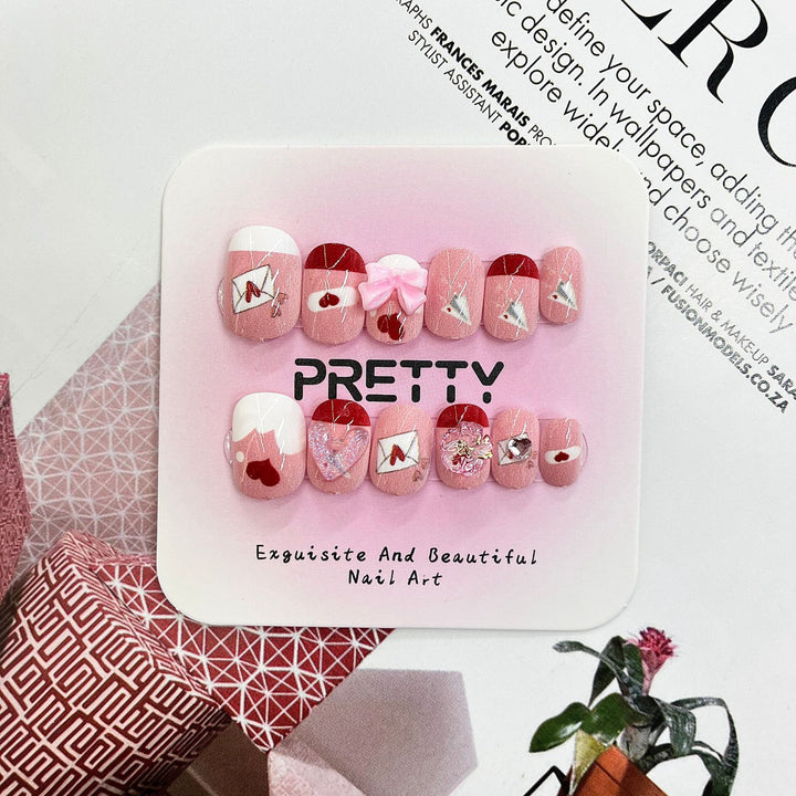 Artistic 3D Decorated Press-On Nail Set Bowlift