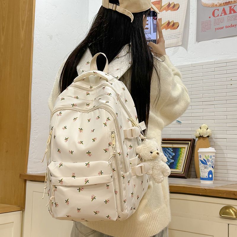 Flower-embellished Backpack Bowlift