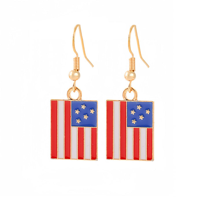 Women's nan patriotic horseshoe enamel dangle earrings with star-accented design and fishhook findings Bowlift