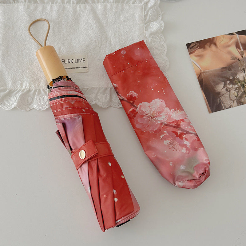 Ladies Foldable Umbrella with Innovative Flower Design Bowlift