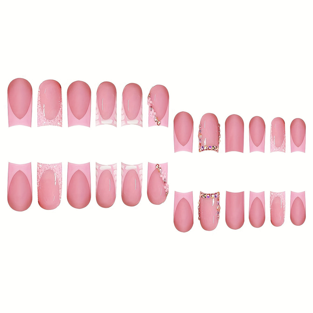 Decorative Press-On Nails with Rhinestone Accents Bowlift