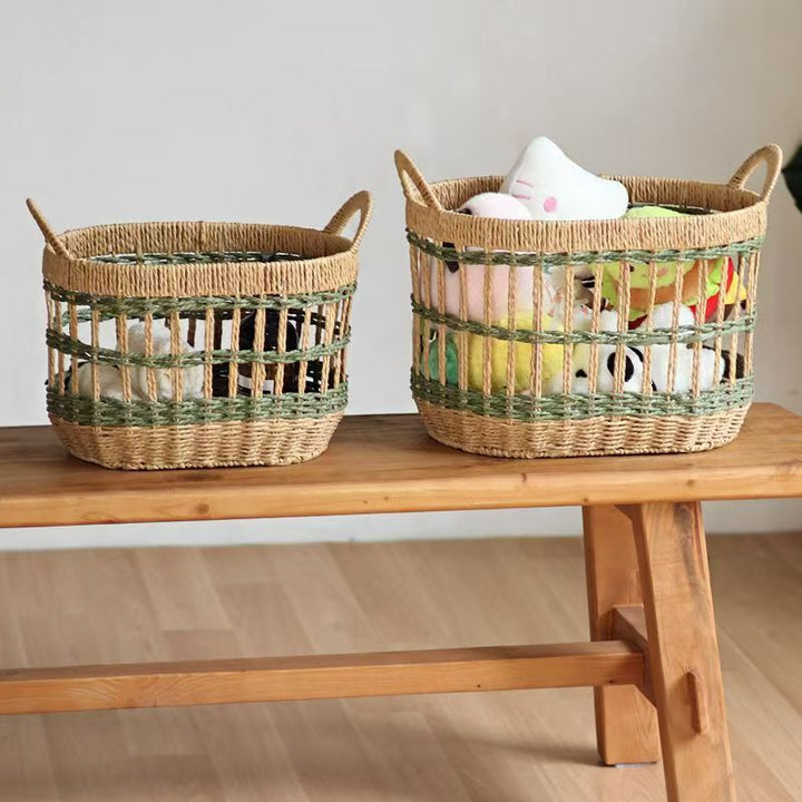 Decorative basket made of woven natural material Bowlift