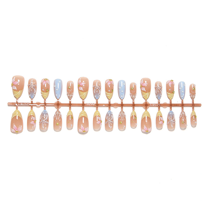 Artificial nails with floral motifs and glitter details Bowlift