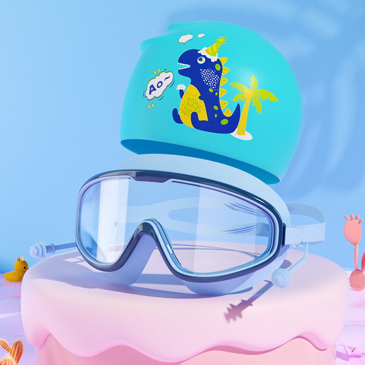 Kids Unicorn-Themed Swim Mask and Cap Set Bowlift