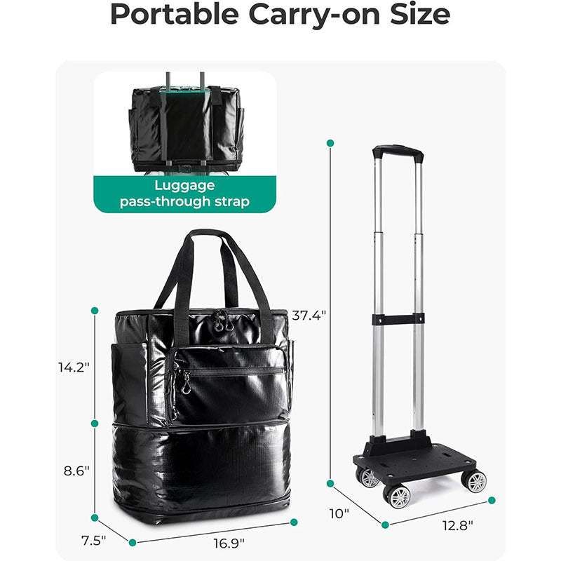 Rolling multifunctional travel bag with multiple compartments Bowlift