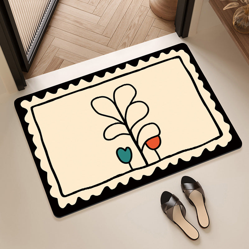 Decorative Floral Print Bath Mat Bowlift