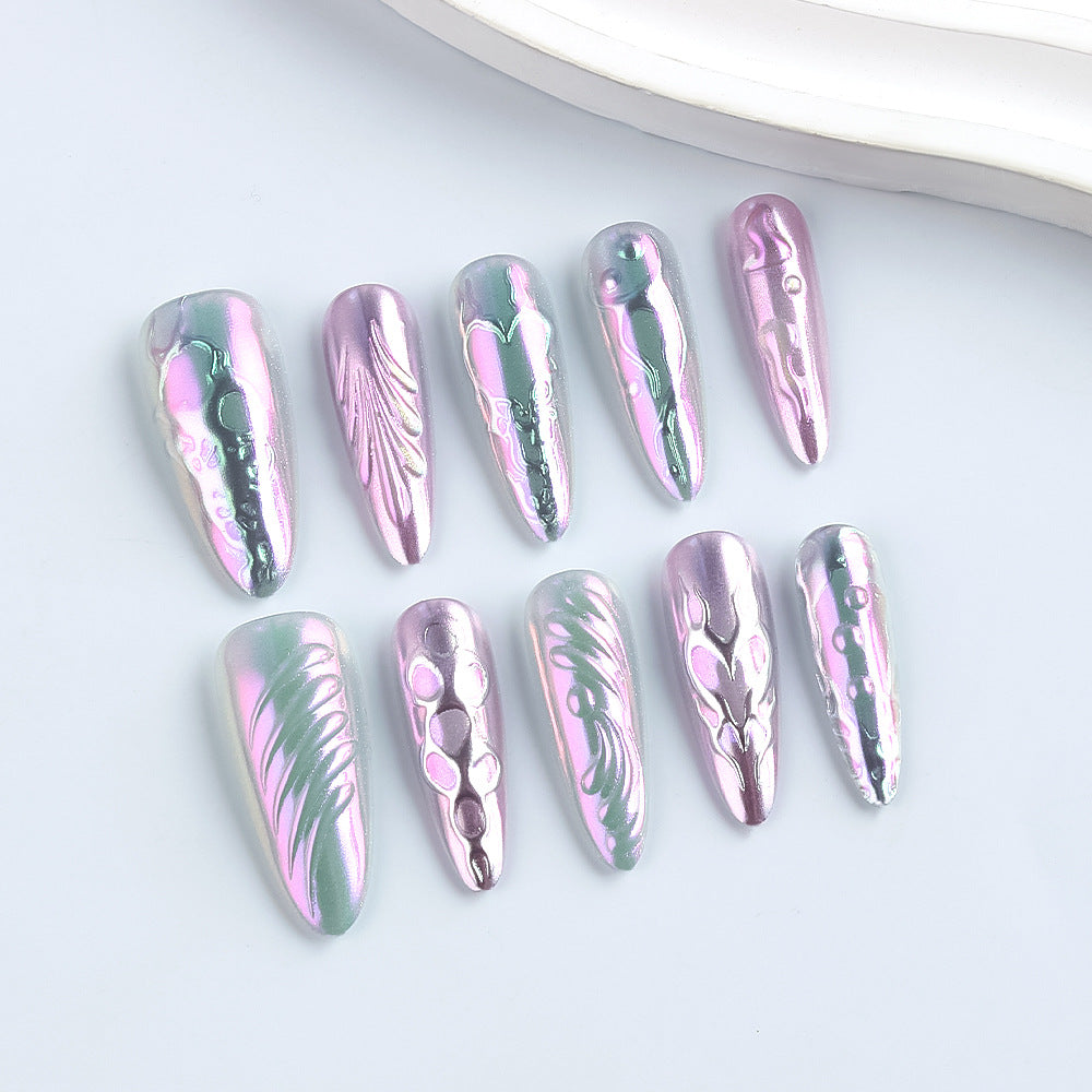 Artistic Metallic Gel Nail Art Design Bowlift