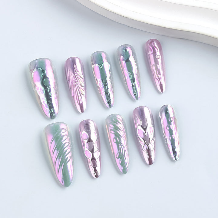 Artistic Metallic Gel Nail Art Design Bowlift