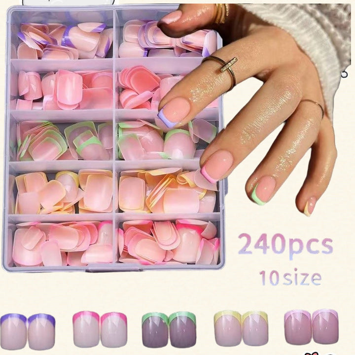 Artificial Nail Set with Colorful Accented Tips Bowlift