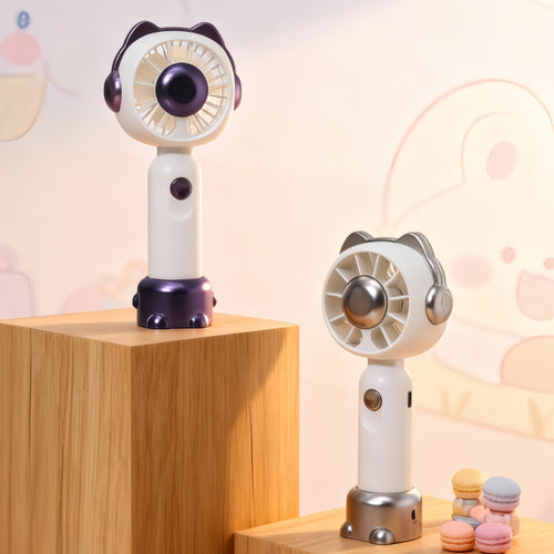 Women portable mini fan with LED light effects and ergonomic design Bowlift