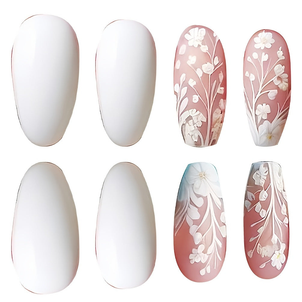 Elegant Flower Art Press-On Nail Set Bowlift
