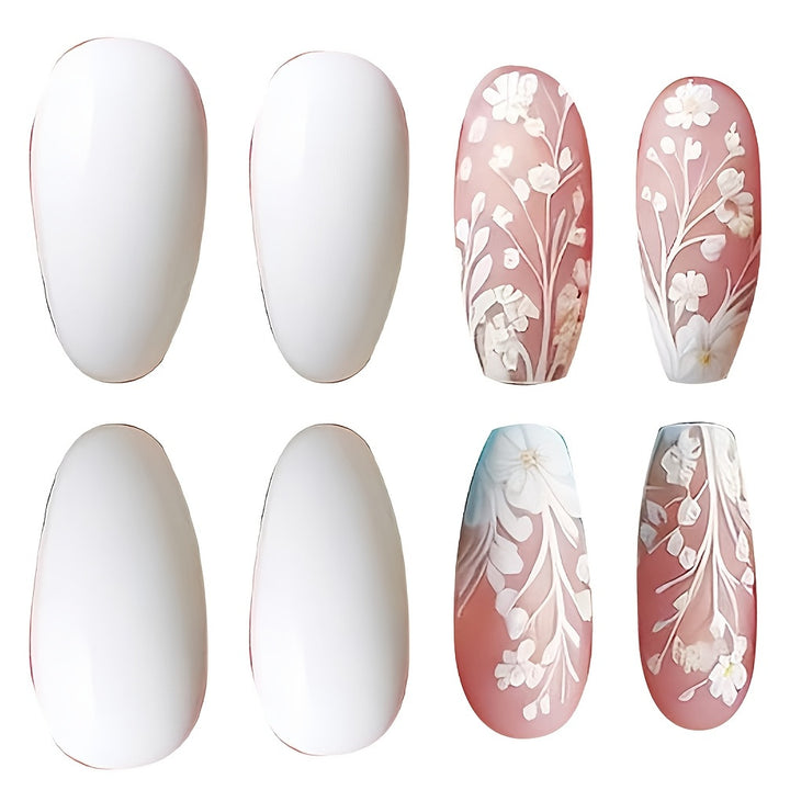 Elegant Flower Art Press-On Nail Set Bowlift