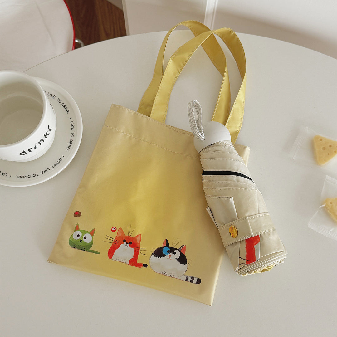 Ladies Folding Umbrella with Loving Animal Designs Bowlift