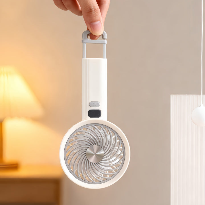 Ladies Portable Hand Fan with LCD Temperature Display and Rechargeable Battery Bowlift