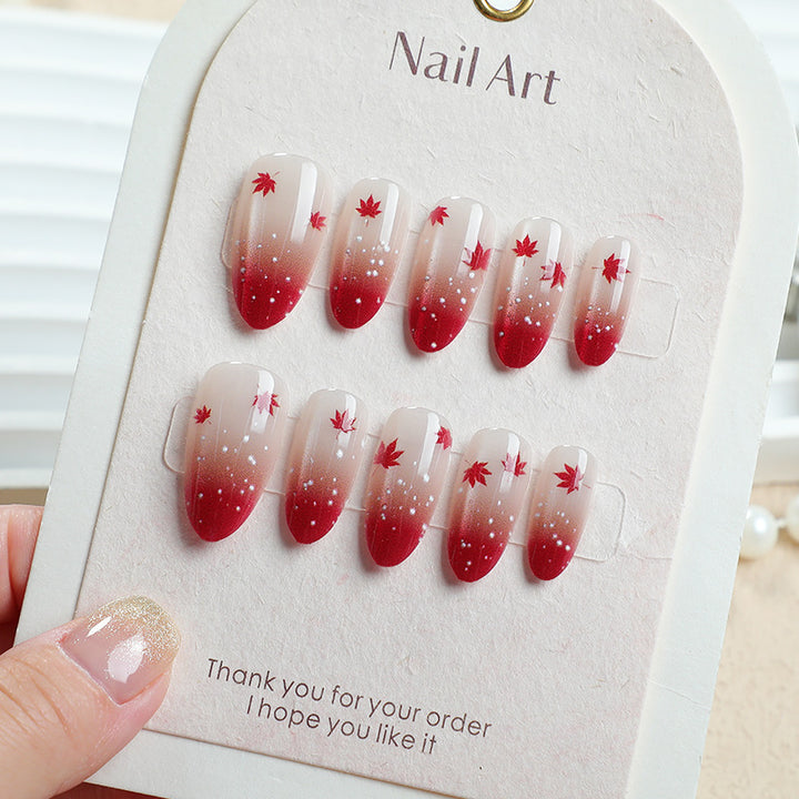 Artistic Ombre Leaf Press-On Nail Set Bowlift