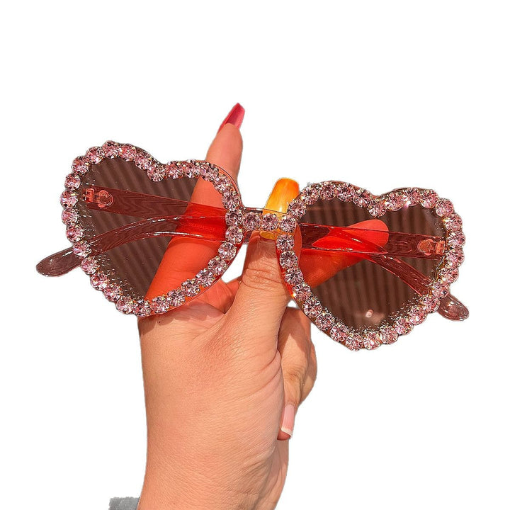 Women's Heart-Shaped Sunglasses with Rhinestone Decoration Bowlift