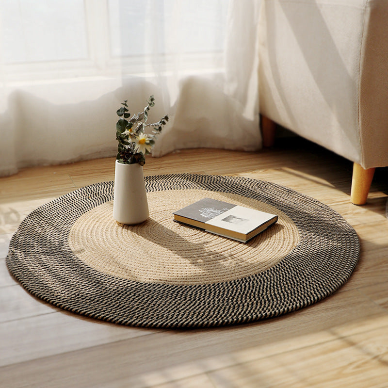 Rustic Round Rug with Fringes Bowlift