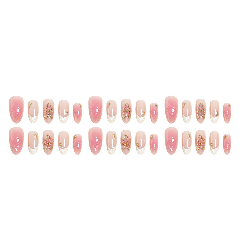 Nail set with elegant floral and glitter elements Bowlift