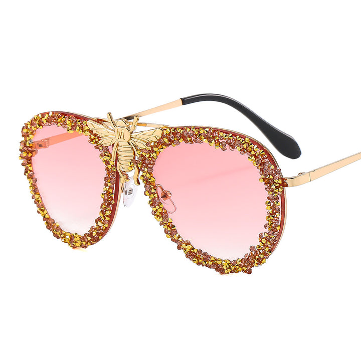 Women Glamorous Oversized Sunglasses with Unique Decorative Frame Bowlift