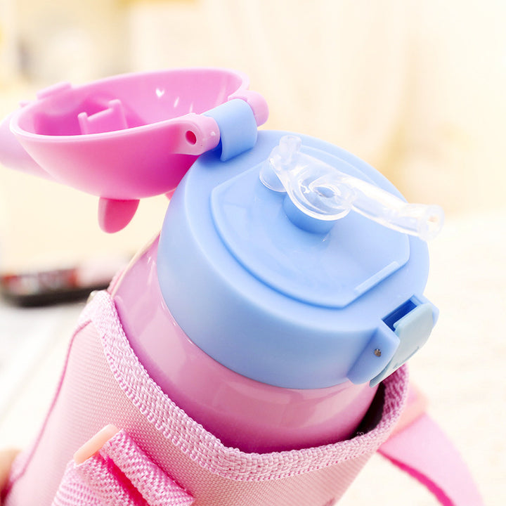 Water bottle with child-friendly design and carrying system Bowlift
