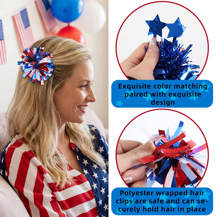 Independence Day sparkly tinsel starburst pom pom cat teaser toy Bowlift