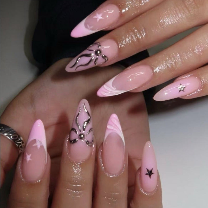 Premium Press-On Nail Set with Decorative Accents Bowlift