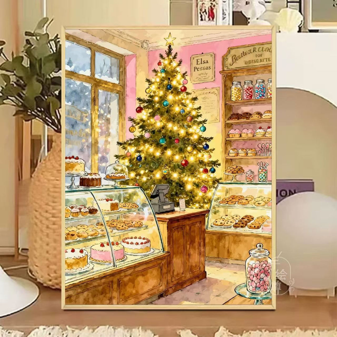 Cozy Winter-Themed Cafe Canvas Art Bowlift